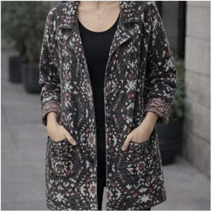 Free People Aztec Geo Sweater Jacket Alpaca Blend Medium